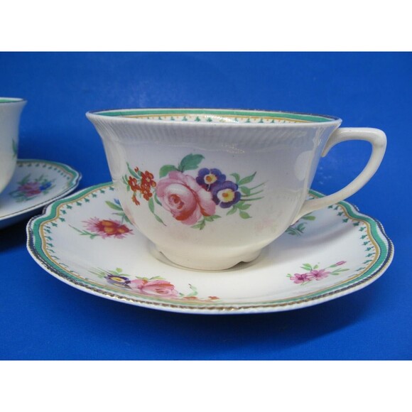 Johnson Brothers Old Staffordshire Malvern Tea cups and Saucers 3 Sets extra cup - Picture 11 of 16